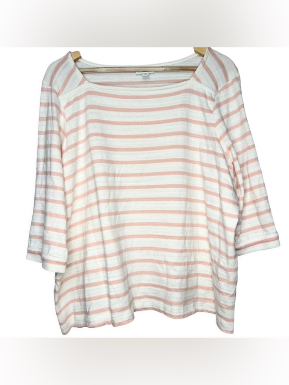 J. Jill Women’s White and Light Pink Striped Boatneck Top